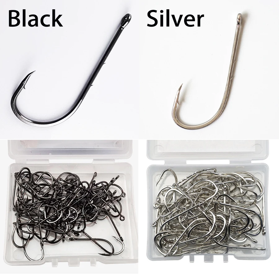 Fishing Hooks 100Pcs Baitholde - Fishing Hook Offset ulasan dan harga