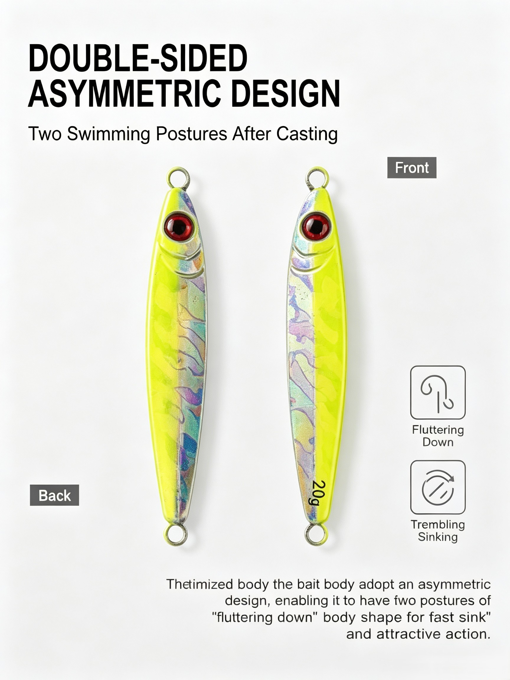 3Pcs Metal Jig Lure Set Asymme - Fishing Hook Treble ulasan dan harga